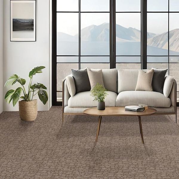 Painted Picture - Argonite-Brown 12 ft. 45 oz. Triexta PET Pattern Installed Carpet
