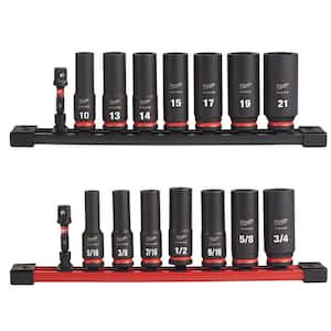 SHOCKWAVE Impact Duty 3/8 in. Metric and SAE Deep Impact Rated Socket Set (16-Piece)