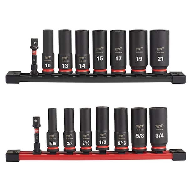 Milwaukee SHOCKWAVE Impact Duty 3/8 in. Metric and SAE Deep Impact Rated Socket Set (16-Piece)