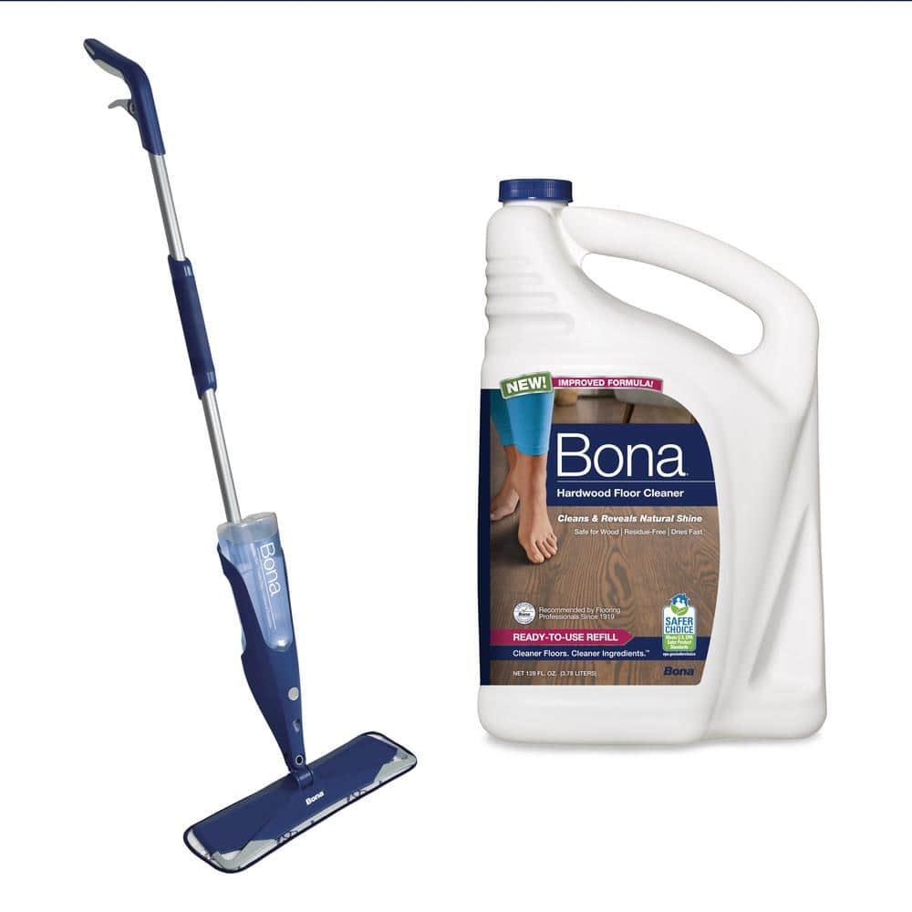 Bona Wood Floor Mop Starter Kit - 1 Spray Mop, 1 Reusable Microfiber  Mopping Pad, 1 Refillable Wood Floor Cleaner Liquid