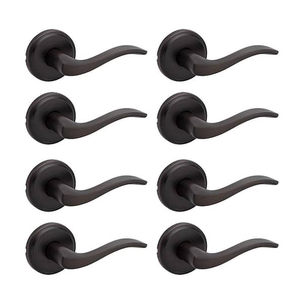 Sedona Matte Black Hall Closet Door Handle with Microban Antimicrobial Technology-Reversible 8 Pack