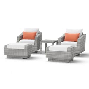 Cannes 5-Piece Wicker Motion Patio Conversation Set with Sunbrella Cast Coral Cushions