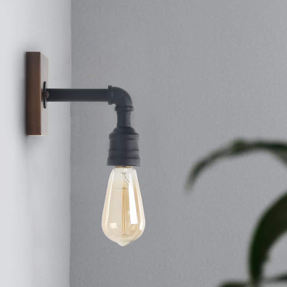Edison Wall Lamp 1-Light Industrial Farmhouse Sconce for Barn Kitchen Living Room LG9423728 Lightess Black Wall Lights 