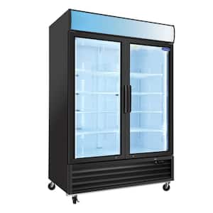 33.54 in. 44.7 cu. ft. Black Commercial Merchandiser Display Refrigerator with 2 Swing Glass Door and Casters