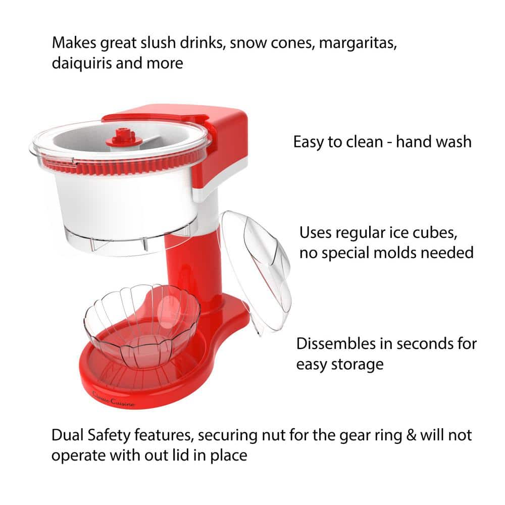 Red and White Countertop Electric Ice Crusher Machine