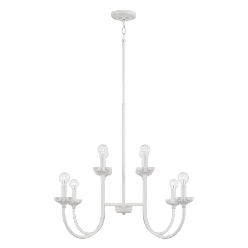 Mallory 32.5 in. 8-Light Matte White Chandelier with No Bulbs Included price history on PriceWatchPro
