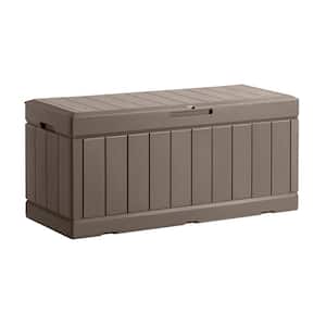 Brown 85 Gallon Large Resin Deck Box Waterproof Outdoor Storage with Padlock Indoor Outdoor Organization