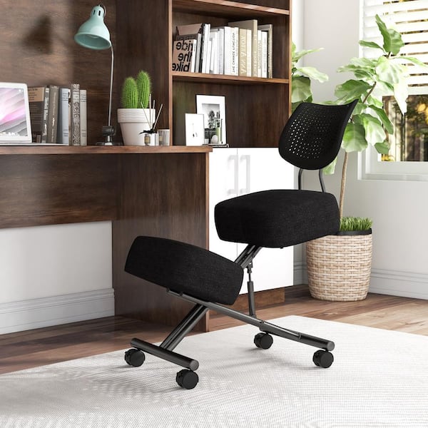 Furniture of America Kipler Black Fabric Ergonomic Kneeling Chair