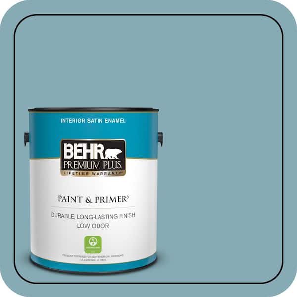 BEHR PREMIUM PLUS 1 gal. #S450-4 Crashing Waves Satin Enamel Low Odor Interior Paint & Primer