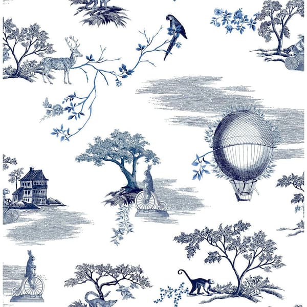NuWallpaper Whimsy Blue Fairytale Toille Novelty Peel and Stick Wallpaper Sample