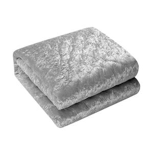 Silver Solid Color Twin Polyester Duvet Cover Set