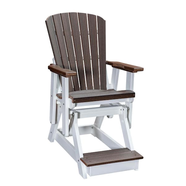 Adirondack Series 27 in. 1-Person White High Density Polyethylene Plastic Outdoor Balcony Height Glider