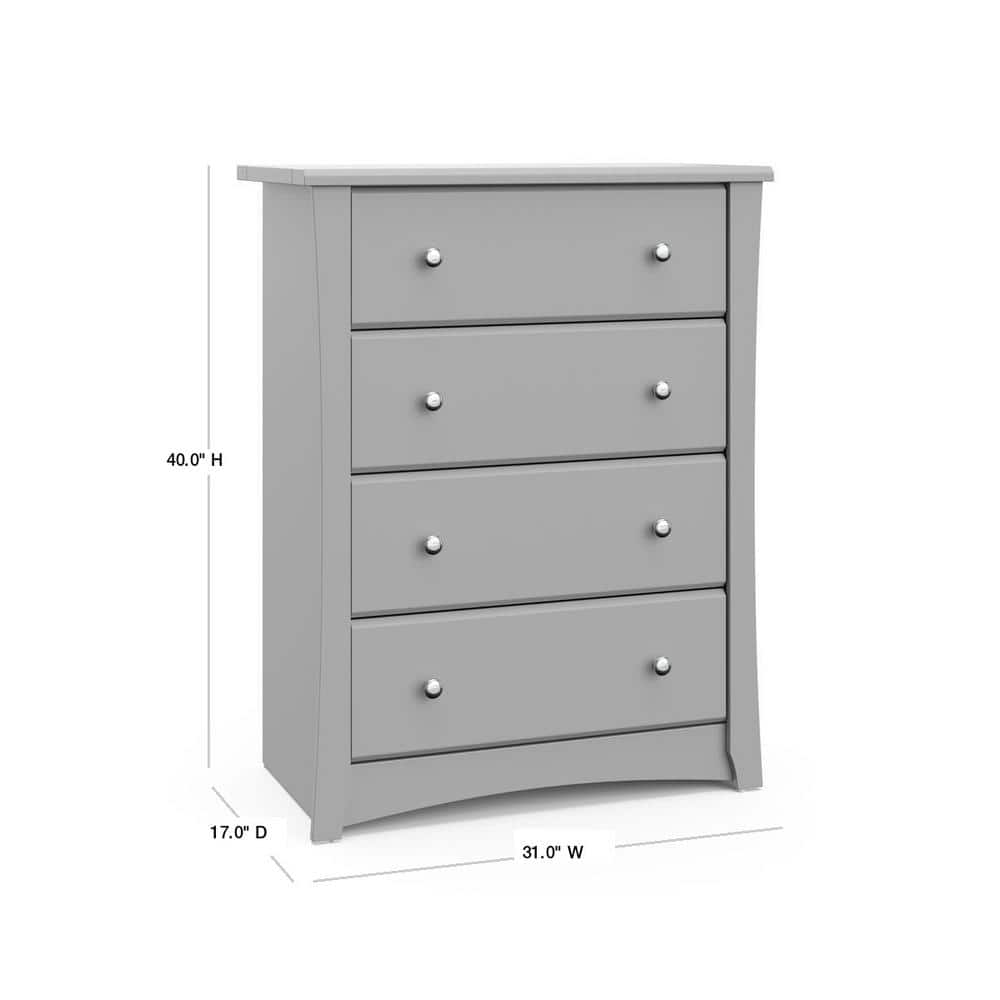 Pebble Gray Vertical 4-Drawer Nursery Dresser