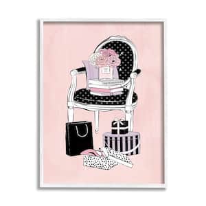 Chic Fashion Still Life Chair with Shopping Bags By Martina Framed Print Abstract Texturized Art 11 in. x 14 in.