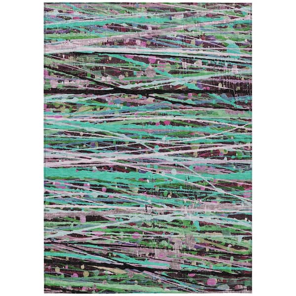 Chantille Machine Washable Indoor/Outdoor Abstract ACN2125 Teal 10 ft. x 14 ft. Area Rug