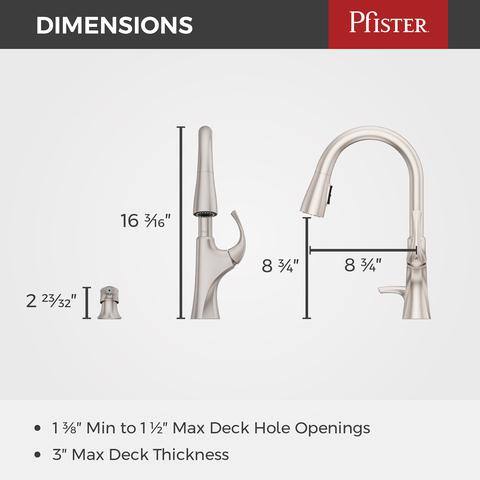 Miri Single-Handle Pull-Down Sprayer Kitchen Faucet with Soap Dispenser in Spot Defense Stainless Steel Miri Single-Handle Pull-Down Sprayer Kitchen Faucet with Soap Dispenser in Spot Defense Stainless Steel