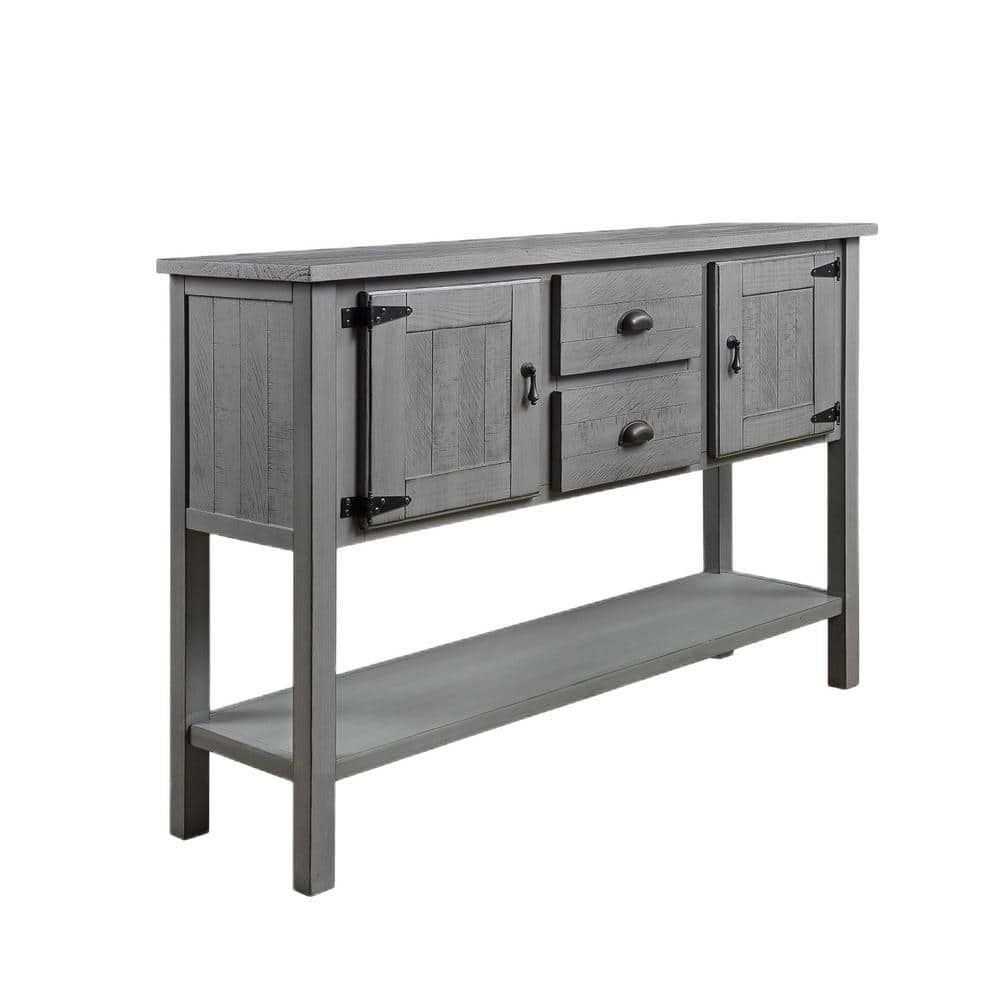 48 in. Antique Gray Rectangle Wood Retro Style Console Table with 2 Drawers