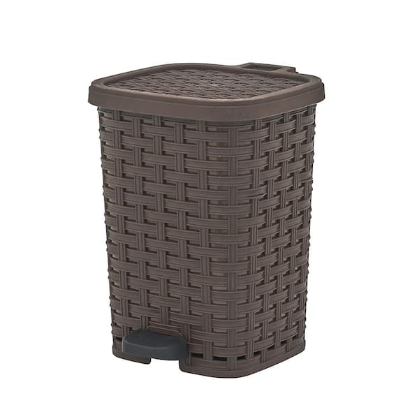 voor Malen middernacht SUPERIO 1.6 Gal. Brown Plastic Rattan Step On Trash Can 1020 - The Home  Depot