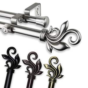 28 in. - 48 in. Telescoping Double Curtain Rod Kit in Black with Delilah Finial