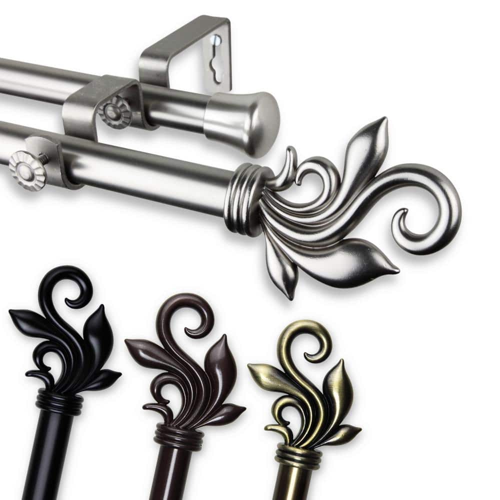 66 in. - 120 in. Telescoping Double Curtain Rod Kit in Antique Brass with Delilah Finial price history on PriceWatchPro