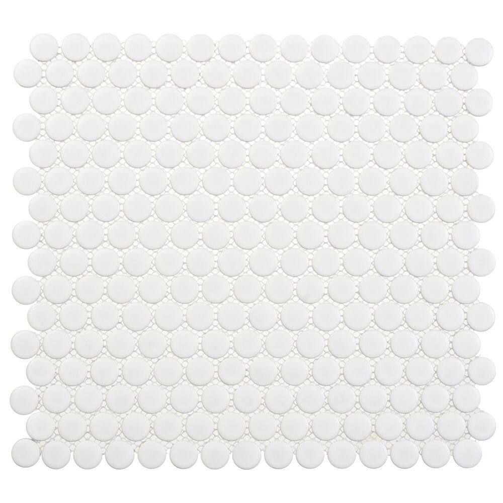 Stylish-Sweetpea Espri White 4.5 in. x 8.25 in. Glossy Porcelain Round Mosa