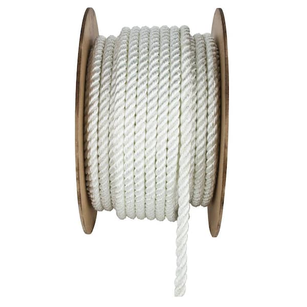 Everbilt 1/4 in. x 100 ft. Twisted Nylon Rope Strong & Durable (4 PACK),  White