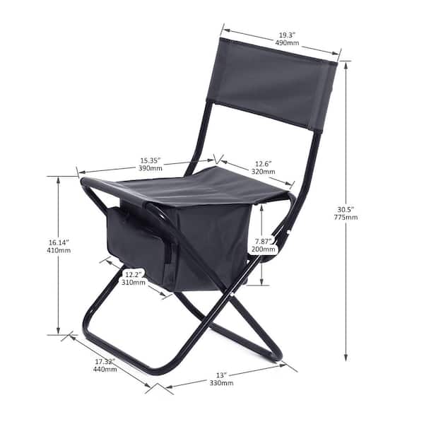 4-Piece Grey Outdoor Folding Chair with Storage Bag, Outdoor Camping, Portable Chair for Indoor, Picnics and Fishing