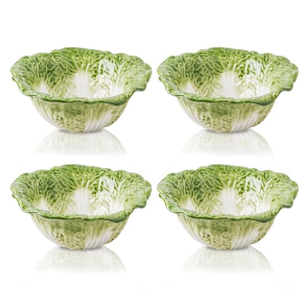 KHKFY 16 fl. oz. Green Porcelain Ramen Noodle Dinner Bowls Wide