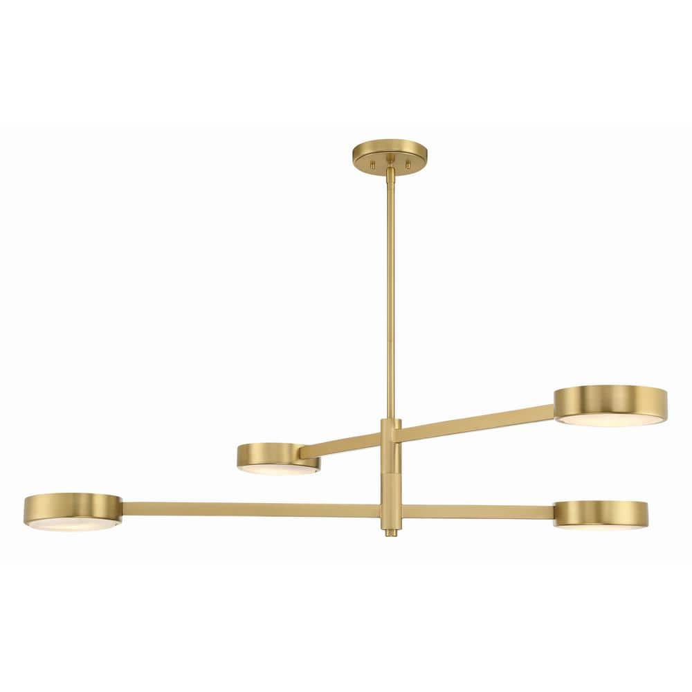 Modern Gold 4-Light Adjustable Alabaster Stone Chandelier
