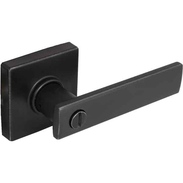 Defiant Westwood Matte Black Bed/Bath Door Lever with Square Rose