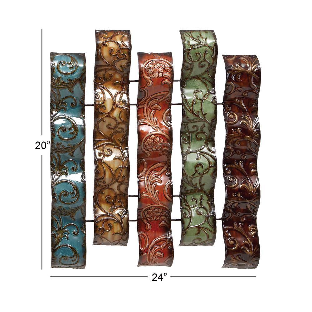 Multicolor Embossed Metal Wavy Panel Wall Sculpture