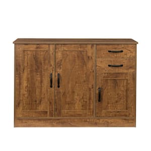 43.31 in. W Walnut Modern Wood Buffet Sideboard with 3 doors and 2 Drawers