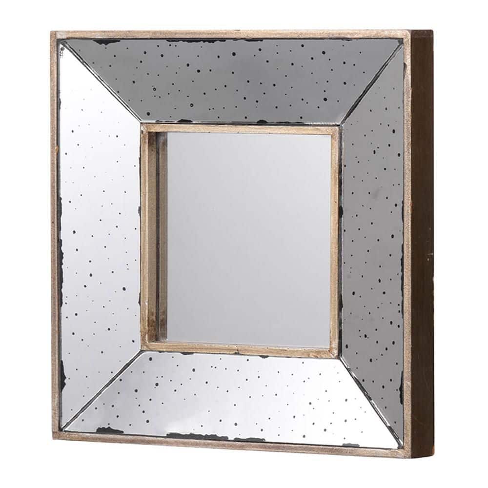 Silver 12 in W x 12 in. H Bohemian Square MDF Framed Mirror Wall Mirror Wal