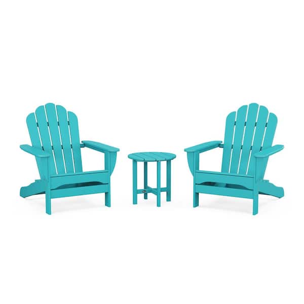 Trex Outdoor Furniture Aruba 3-Piece Plastic Patio Conversation Set in Oversized Adirondack Monterey Bay