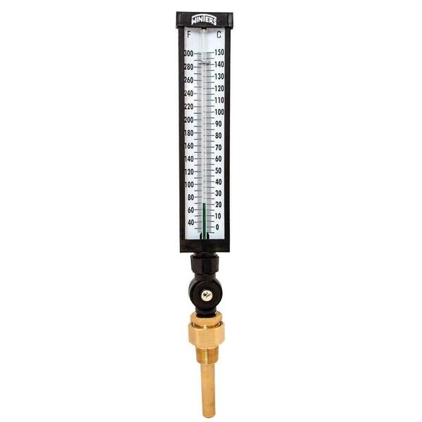 Winters Instruments 9 in. Valox Industrial Thermometer with 3/4 in. NPT Lead-Free Brass Thermowell and Temperature Range of 30 to 300 F/C