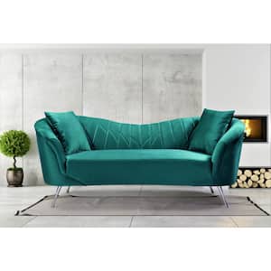 Flores 80.7 in. Green Velvet 3-Seater Lawson Sofa with Flared Arms