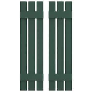 12 in. W x 39 in. H Vinyl Exterior Spaced Board and Batten Shutters Pair in Forest Green