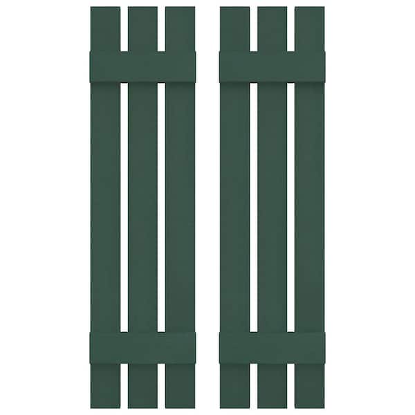 Builders Edge 12 in. W x 43 in. H Vinyl Exterior Spaced Board and Batten Shutters Pair in Forest Green