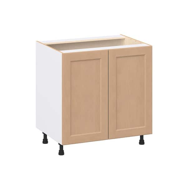 Lakewood 33 in. W x 24.5 in. D x 34.5 in. H Assembled Shaker Base Kitchen Cabinet in Sugar Cookie with 3-Inner Drawers