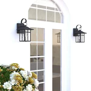 Hawaii Montpelier 1-Light Black Hardwired 12.4 in. H Outdoor Sconce Dusk to Dawn Wall Lantern Sconce (8-Pack)