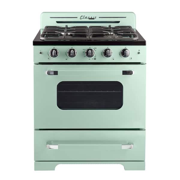 Unique Appliances Classic Retro 30 in. 3.9 cu. ft. Retro Gas Range with Convection Oven in Summer Mint Green