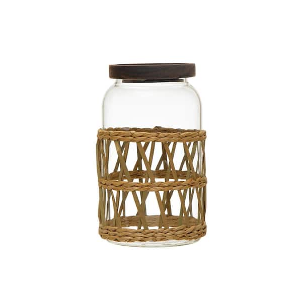 JoyJolt Joyful 31 oz. Large Glass Cookie Jar with Bamboo Lid, Clear