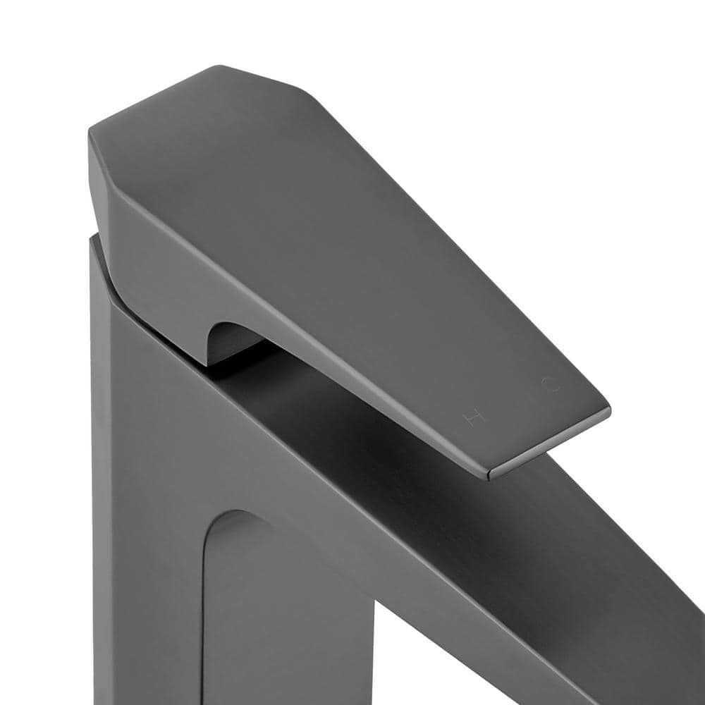 Gunmetal Gray Single-Handle Brass Bathroom Faucet