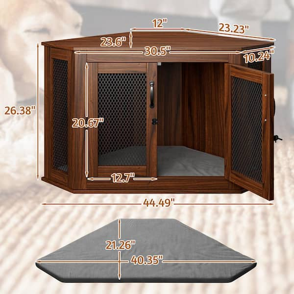 Corner Dog Crate Furniture for Small and Medium Dogs: Furniture-Style  Indoor Dog Cage and TV Stand – K.C. Corner Shop