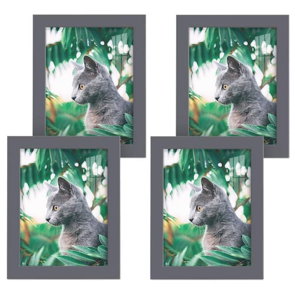 Wexford Home Modern 6 in. x 8 in. Grey Picture Frame (Set of 4)