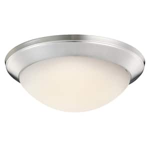 Ceiling Space 14 in. 1-Light Brushed Nickel Contemporary Hallway Flush Mount Ceiling Light