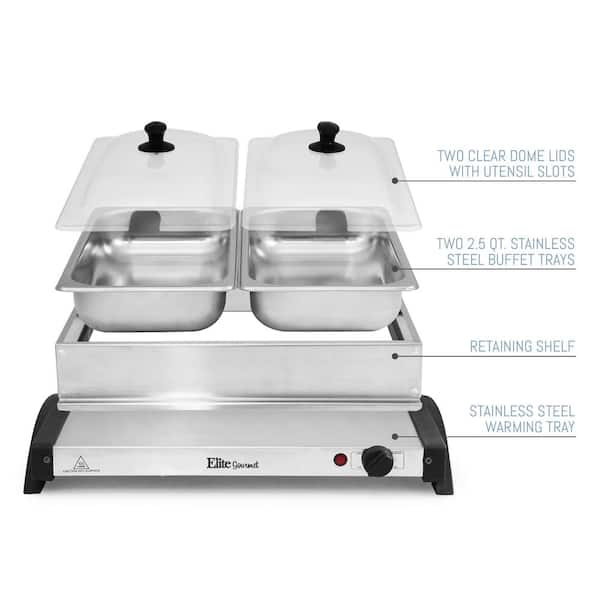 2.5 Qt. Stainless Steel Buffet Server with 2-Crocks 2.5 Qt. Stainless Steel Buffet Server with 2-Crocks
