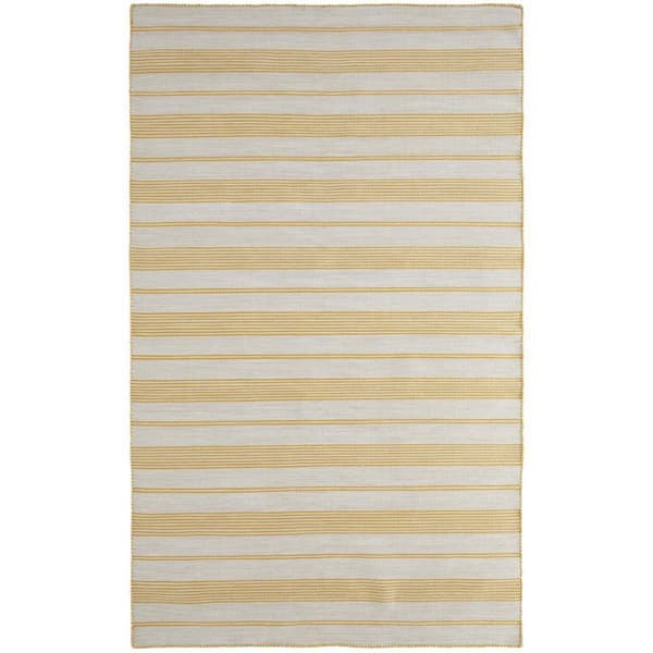 2 ft. x 8 ft. Yellow, Ivory Striped Area Rug
