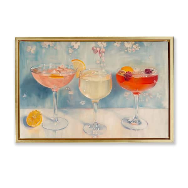 Stupell Industries Fun Fruity Cocktails by Arlington Prints Gold Floater Frame Food Graphic Art Print 17 in. x 25 in.