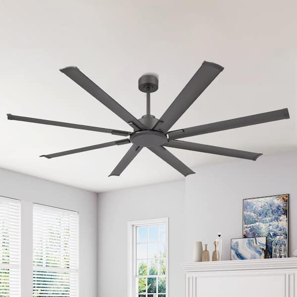 84 in. (7 ft. ) 8 Aluminum Fan Blades Indoor Ceiling Fan in Charcoal Graywith Remote